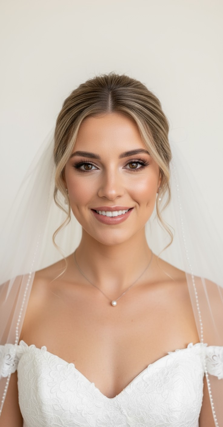 After Romantic Bridal Updo With Veil